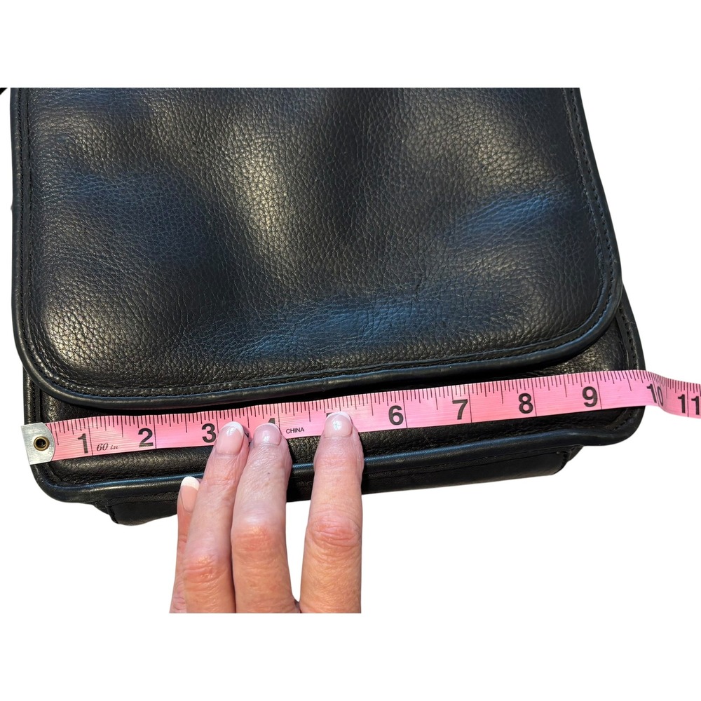 Fossil Vtg 1954 Black Pebbled Leather Shoulder Bag. Adjustable straps. Classic‎ - Picture 5 of 15